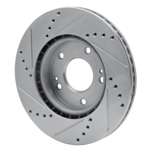Hyundai Venue Brake Rotor (1) - Front Right - R1 Concepts - Drilled & Slotted - Silver - `11-`25